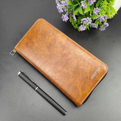 Men's Retro Zipper Wallet Long Credit Card Holder Phone Clutch