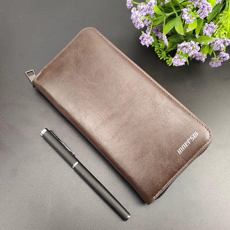 Men's Retro Zipper Wallet Long Credit Card Holder Phone Clutch