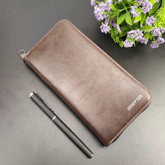Men's Retro Zipper Wallet Long Credit Card Holder Phone Clutch