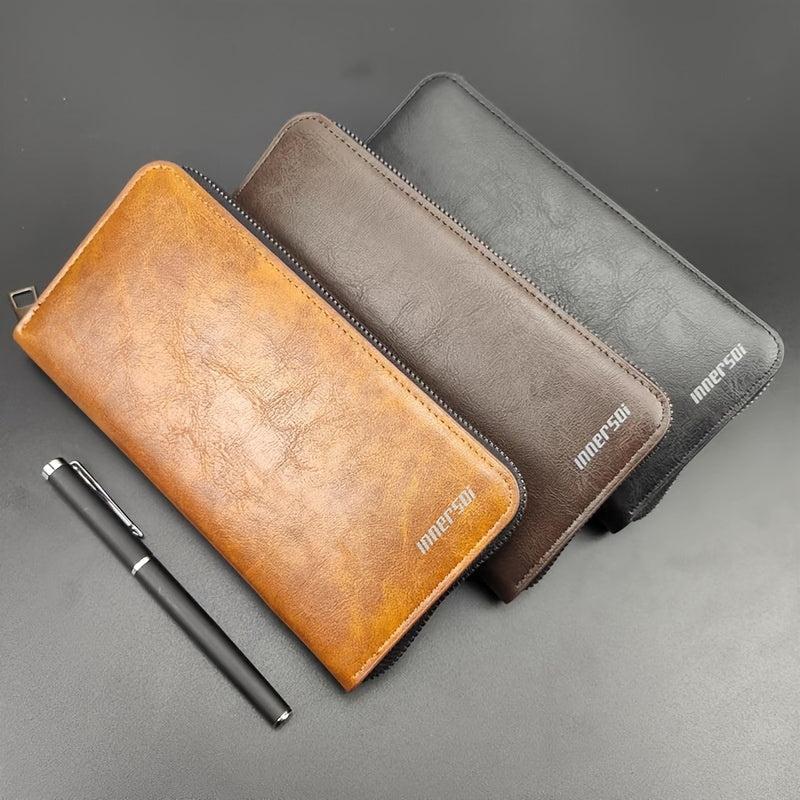 Men's Retro Zipper Wallet Long Credit Card Holder Phone Clutch