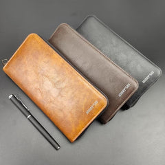 Men's Retro Zipper Wallet Long Credit Card Holder Phone Clutch