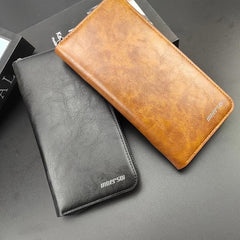 Men's Retro Zipper Wallet Long Credit Card Holder Phone Clutch