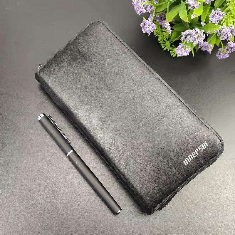 Men's Retro Zipper Wallet Long Credit Card Holder Phone Clutch