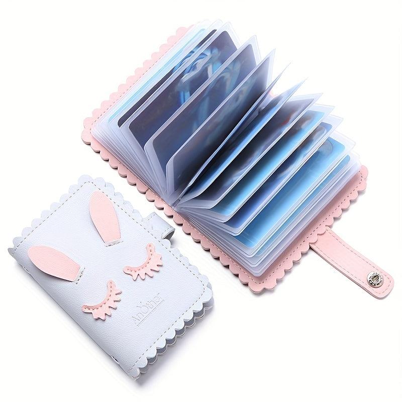 26 Card Slots PU Leather Credit Card Storage Bag with Rabbit Ears Texture