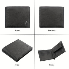 Men's Leather Short Wallet Money Clip RFID Anti Theft
