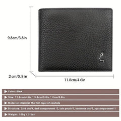 Men's Leather Short Wallet Money Clip RFID Anti Theft