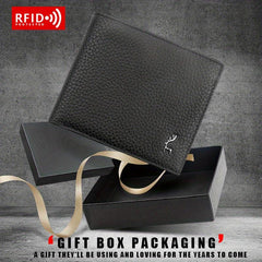 Men's Leather Short Wallet Money Clip RFID Anti Theft