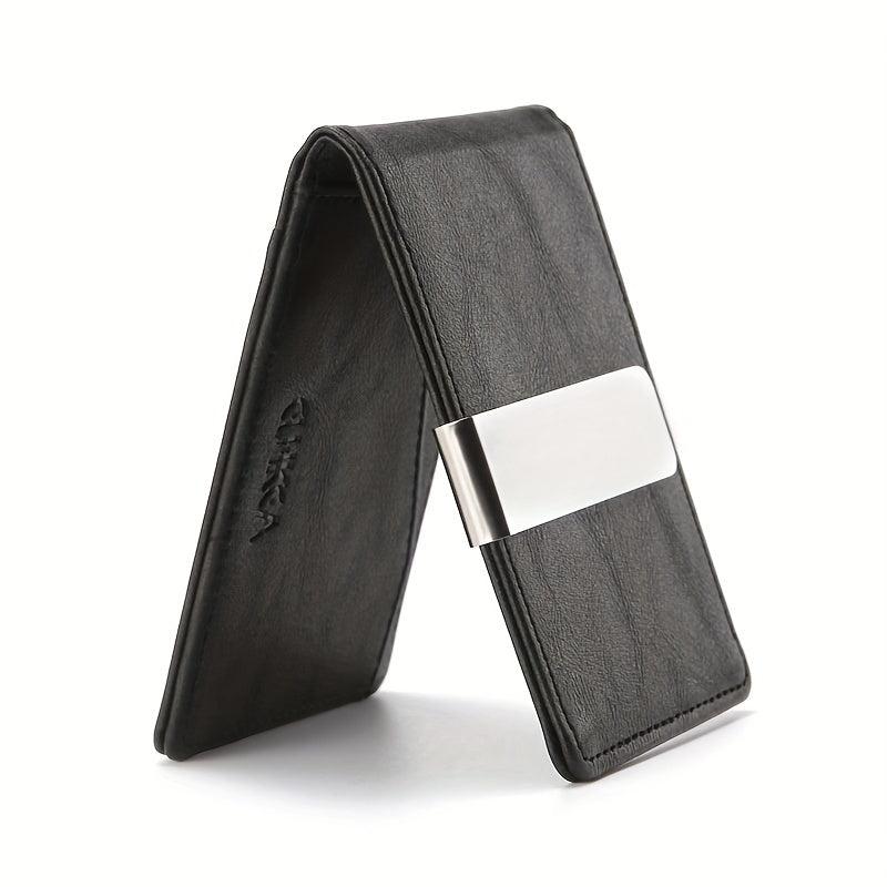 Men's Casual Leather Wallet with Money Clip