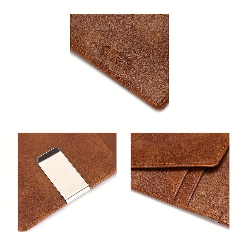 Men's Casual Leather Wallet with Money Clip