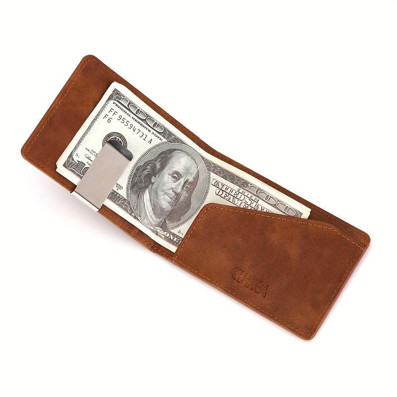 Men's Casual Leather Wallet with Money Clip