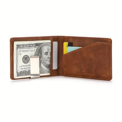 Men's Casual Leather Wallet with Money Clip