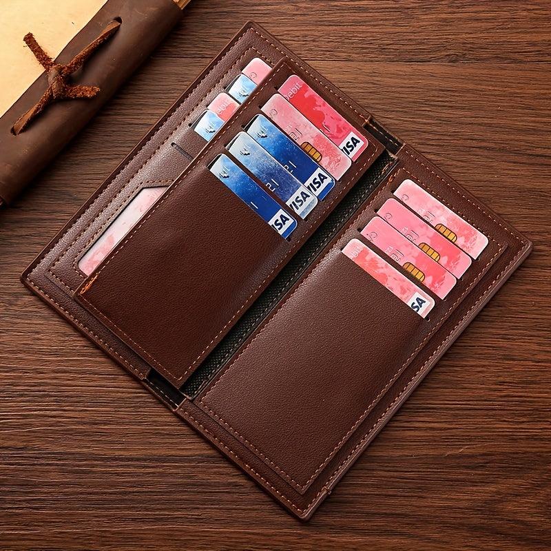 Men's Leather Long Wallet Embossed Pocket Coin Purse Ultra-thin Personalized