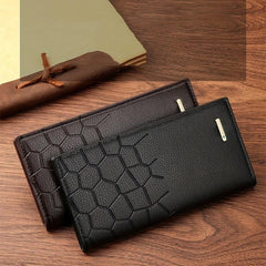 Men's Leather Long Wallet Embossed Pocket Coin Purse Ultra-thin Personalized
