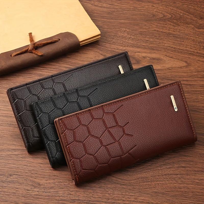 Men's Leather Long Wallet Embossed Pocket Coin Purse Ultra-thin Personalized