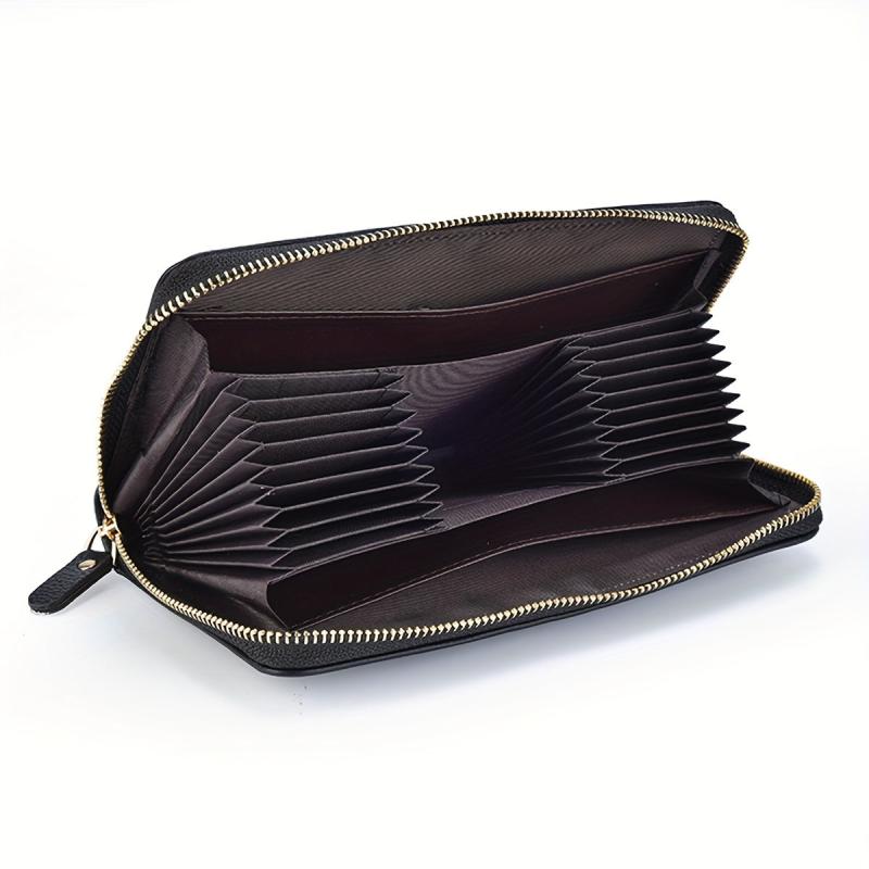 Men's Large Capacity Leather Zipper Clutch Bag Wallet