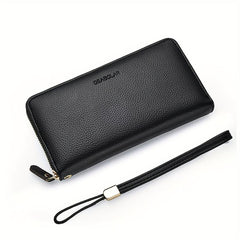 Men's Large Capacity Leather Zipper Clutch Bag Wallet