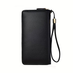 Men's Large Capacity Leather Zipper Clutch Bag Wallet