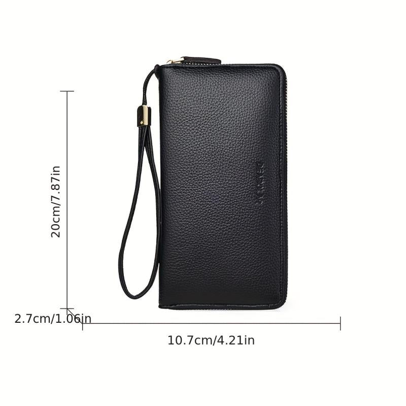 Men's Large Capacity Leather Zipper Clutch Bag Wallet