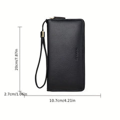 Men's Large Capacity Leather Zipper Clutch Bag Wallet