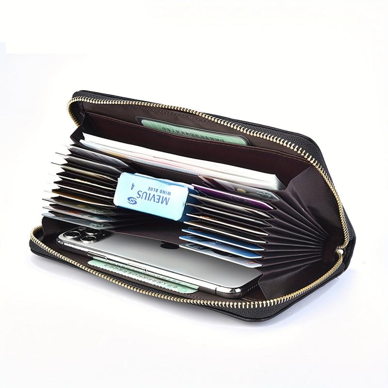 Men's Large Capacity Leather Zipper Clutch Bag Wallet