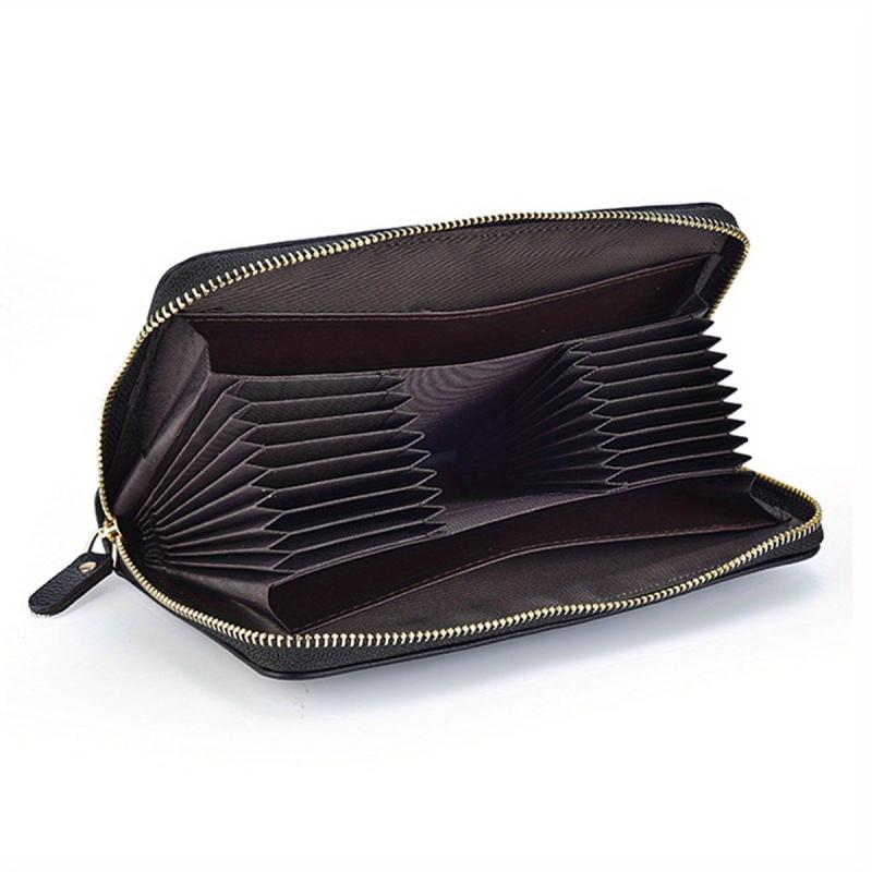 Men's Large Capacity Leather Zipper Clutch Bag Wallet
