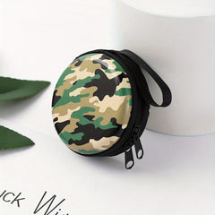 Men's Camo Zipper Coin Purse Key Bag Outdoor Storage Portable