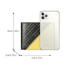 Men's Block Stitching Short Wallet RFID Blocking Card Holder Bifold
