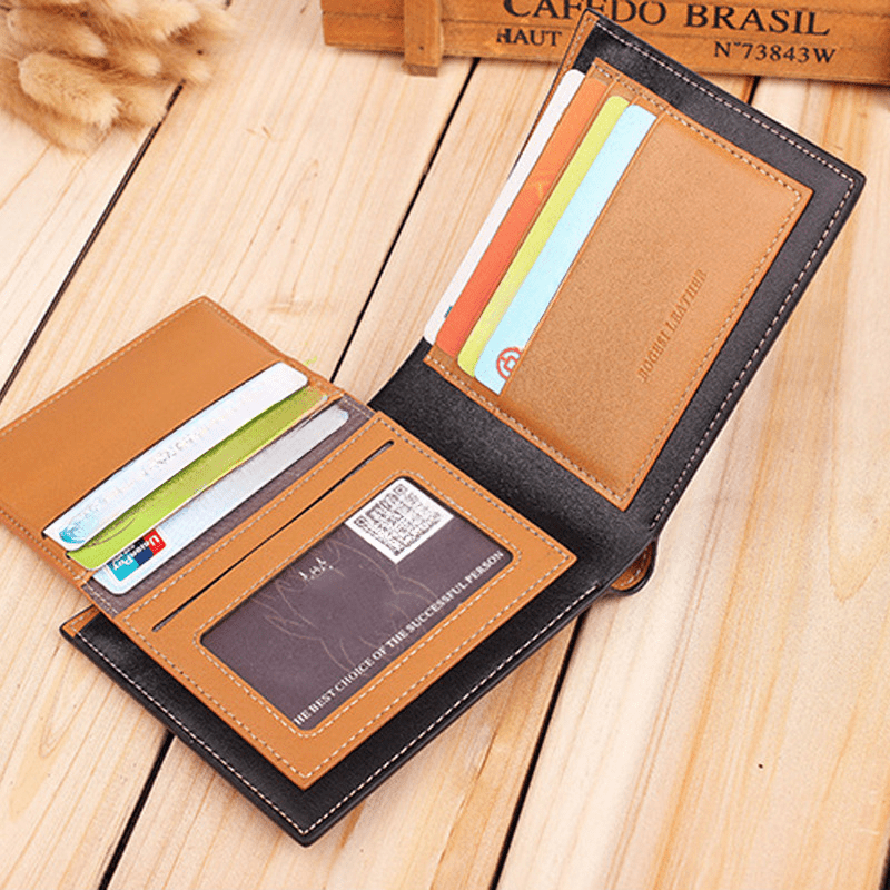 Retro Men's Business Wallet PU Leather Stripe Wallet