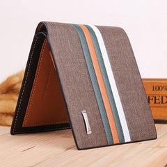 Retro Men's Business Wallet PU Leather Stripe Wallet