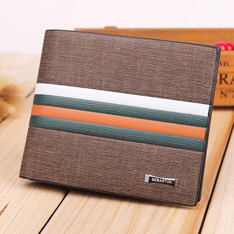Retro Men's Business Wallet PU Leather Stripe Wallet