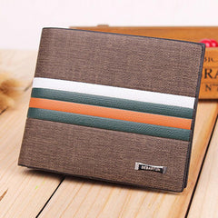 Retro Men's Business Wallet PU Leather Stripe Wallet