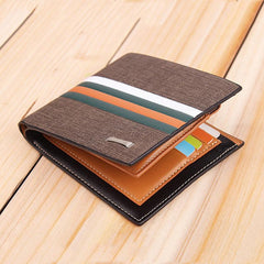 Retro Men's Business Wallet PU Leather Stripe Wallet