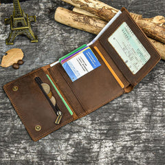 Men's Leather Wallet Crazy Horse Leather Three fold Coin Purse Top Layer Cowhide