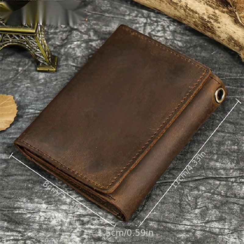 Men's Leather Wallet Crazy Horse Leather Three fold Coin Purse Top Layer Cowhide