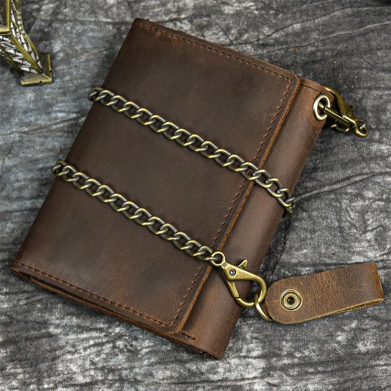 Men's Leather Wallet Crazy Horse Leather Three fold Coin Purse Top Layer Cowhide
