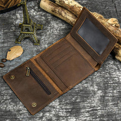 Men's Leather Wallet Crazy Horse Leather Three fold Coin Purse Top Layer Cowhide
