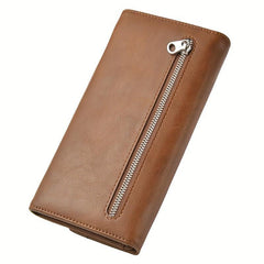 Men's Retro Zipper Clutch Wallet Phone Bag Multifunctional Large Capacity