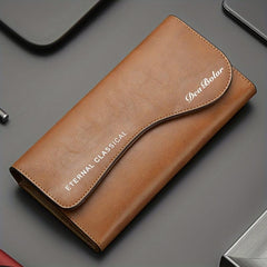 Men's Retro Zipper Clutch Wallet Phone Bag Multifunctional Large Capacity