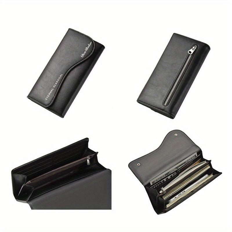 Men's Retro Zipper Clutch Wallet Phone Bag Multifunctional Large Capacity