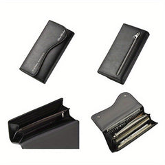 Men's Retro Zipper Clutch Wallet Phone Bag Multifunctional Large Capacity