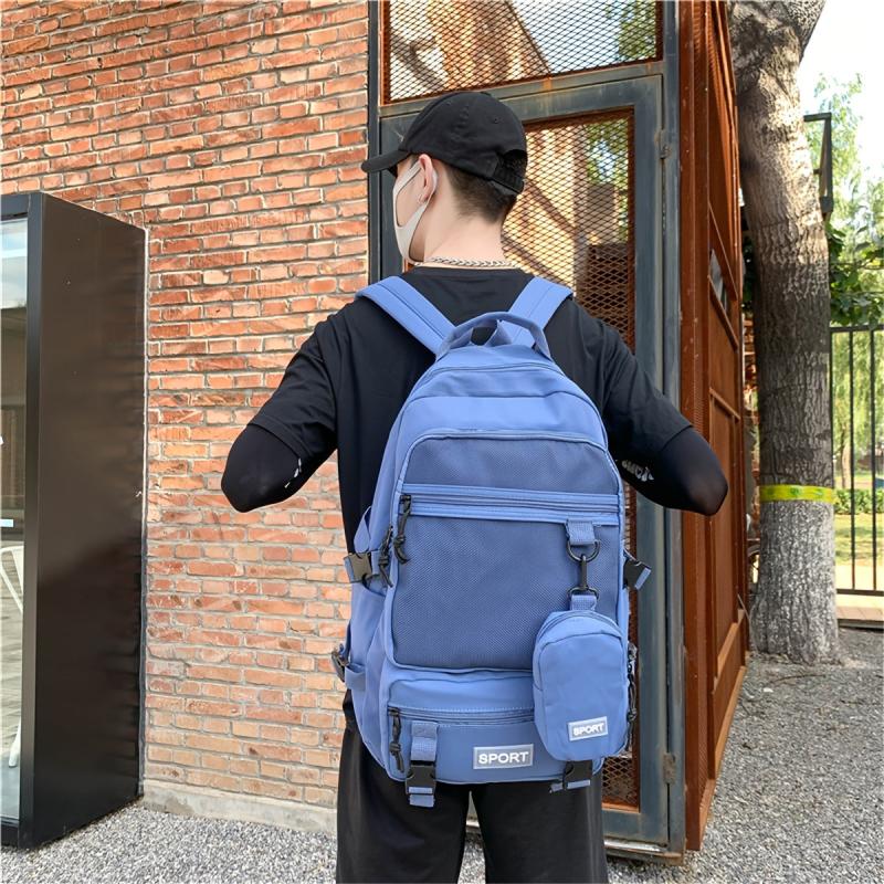 2pcs Men's Lightweight Backpack with Pen Bag for 15.6u201d Laptop