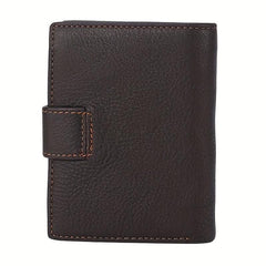 Men's Leather Wallet Large Capacity Card Holder Snap Button Vertical Wallet