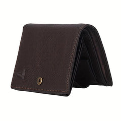 Men's Leather Wallet Large Capacity Card Holder Snap Button Vertical Wallet