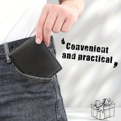 Men's Leather Short Wallet with Coin Pouch Top Layer Cowhide