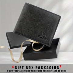 Men's Leather Short Wallet with Coin Pouch Top Layer Cowhide