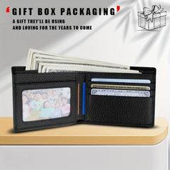 Men's Leather Short Wallet with Coin Pouch Top Layer Cowhide