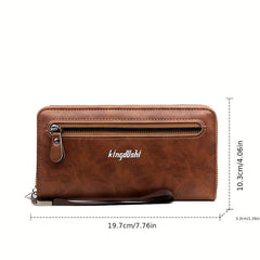 Men's Business Zipper Clutch Wallet Large Capacity Card Holder