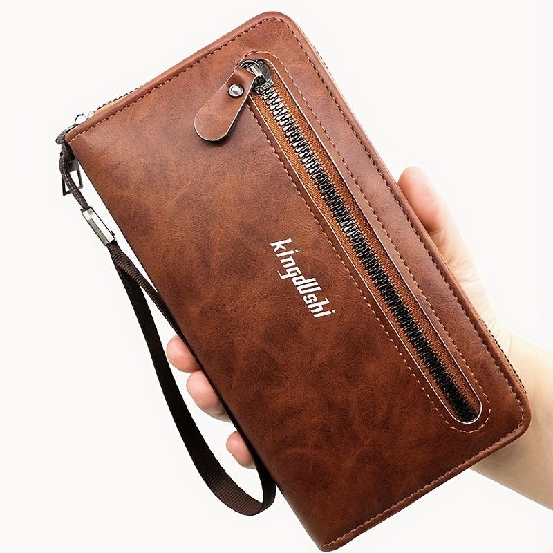 Men's Business Zipper Clutch Wallet Large Capacity Card Holder