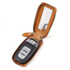 Leather Car Key Protector Case Double Layer Key Bag