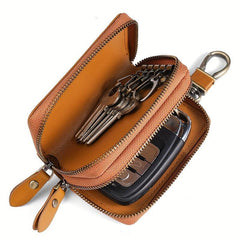 Leather Car Key Protector Case Double Layer Key Bag